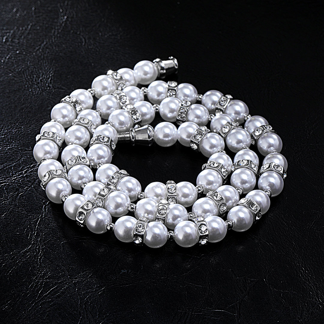 Iced Out Nut And Pearl Necklace Gold With Street Luxury Shine - Image 3