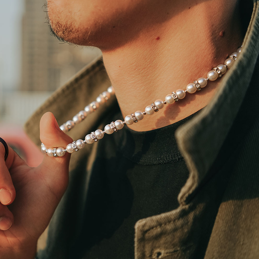 Iced Out Nut And Pearl Necklace Gold With Street Luxury Shine