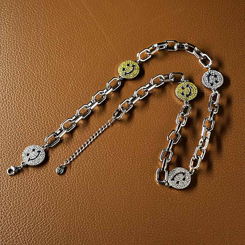 Iced Out Smile Face Cable Necklace Gold With Street Luxury Shine - Image 4