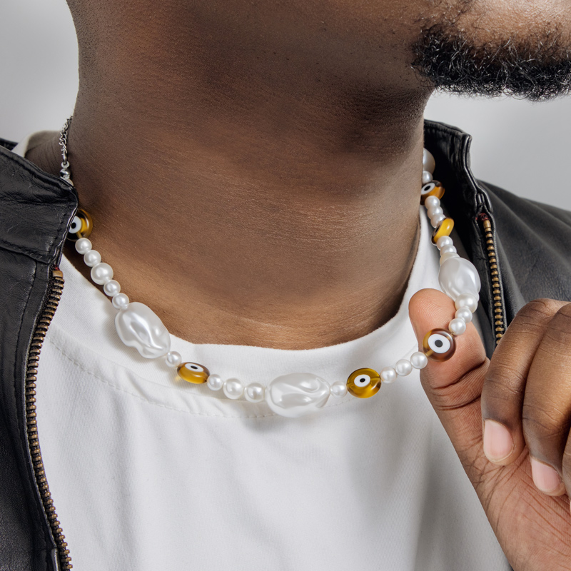 Evil Eye Baroque Pearl Necklace Bold Statement Style With Street Luxury - Image 3