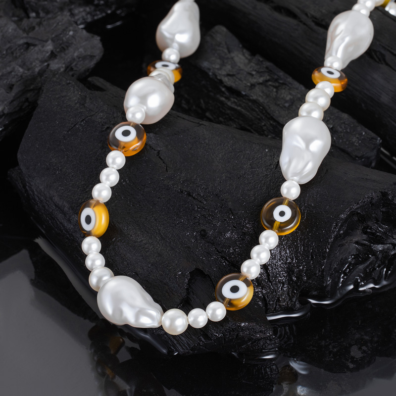 Evil Eye Baroque Pearl Necklace Bold Statement Style With Street Luxury - Image 4