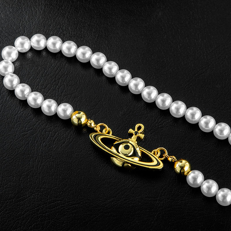 Eye Of Amulet Planet Pearls Necklace Gold With Street Luxury Shine - Image 5