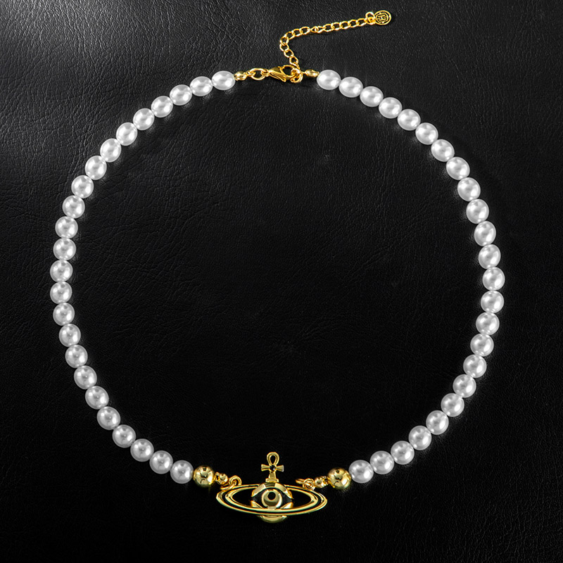 Eye Of Amulet Planet Pearls Necklace Gold With Street Luxury Shine