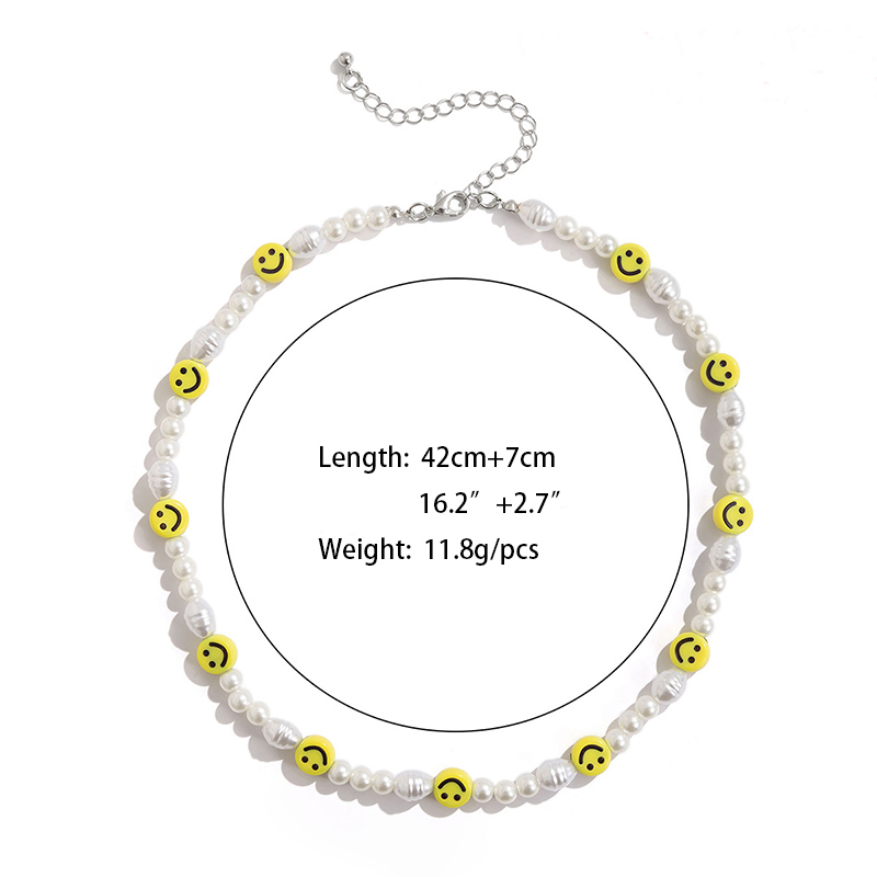 Soft Pottery Smile Face Irregular Pearl Necklace With Street Luxury Shine - Image 4