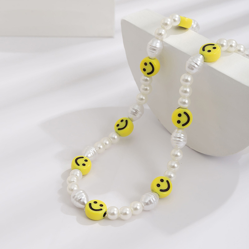 Soft Pottery Smile Face Irregular Pearl Necklace With Street Luxury Shine - Image 5