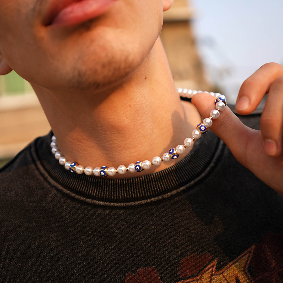 Colourful Evil Eye Pearl Necklace Bold Statement Style With Street Luxury - Image 3