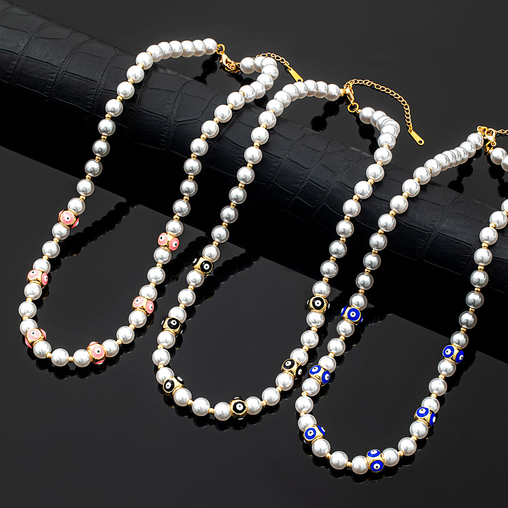 Colourful Evil Eye Pearl Necklace Bold Statement Style With Street Luxury - Image 4