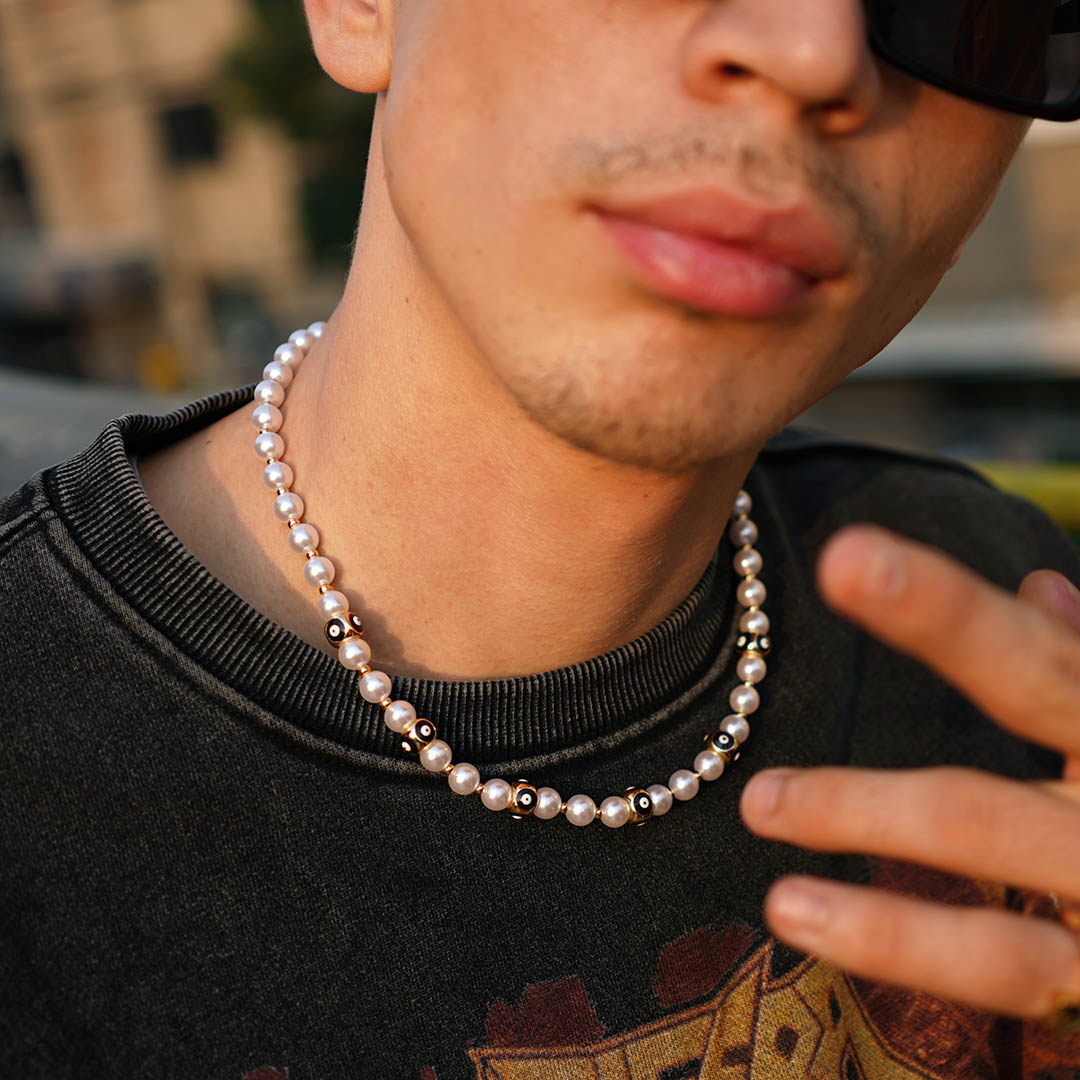 Colourful Evil Eye Pearl Necklace Bold Statement Style With Street Luxury - Image 5