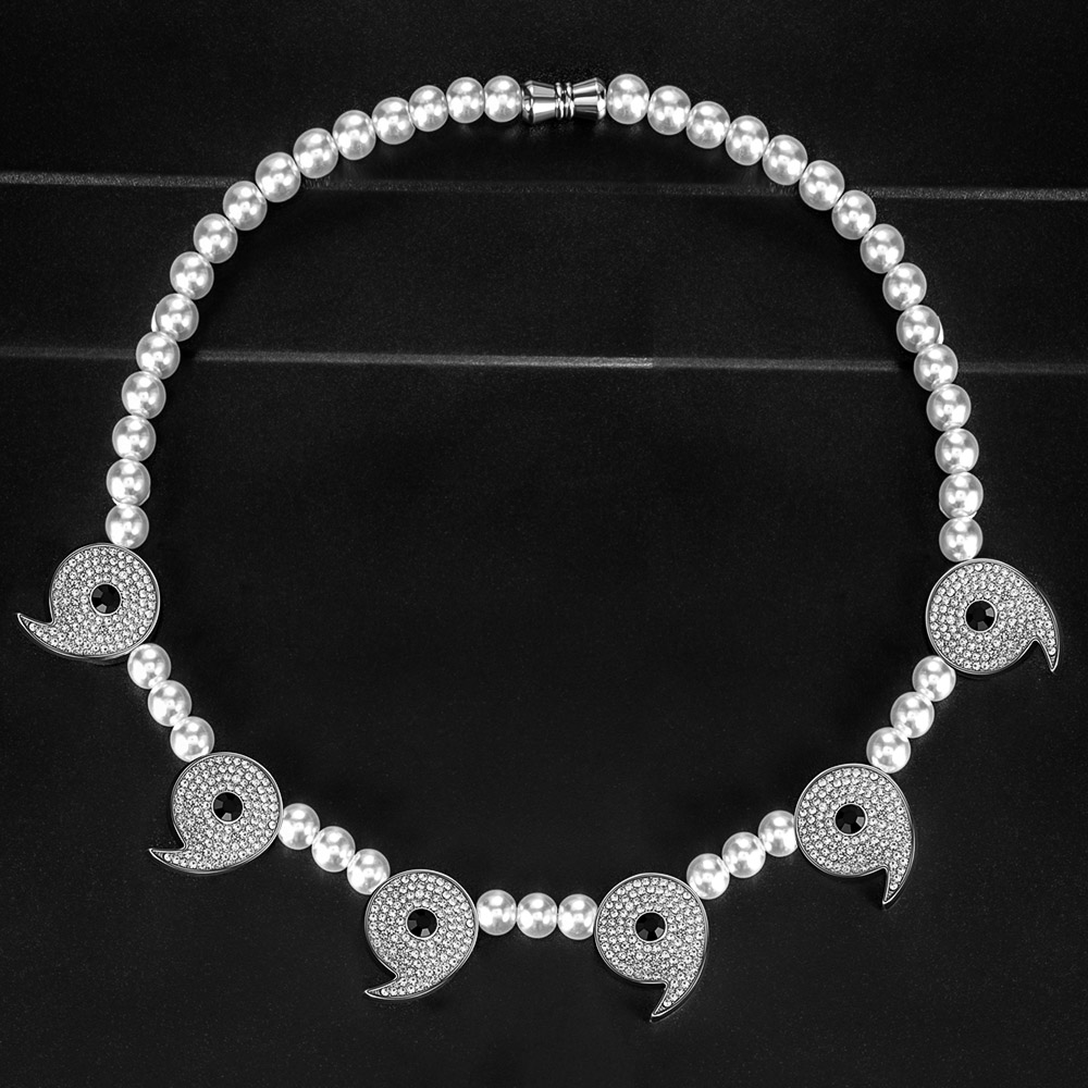 Iced Out Power Of Six Paths Pearl Necklace Silver With Street Luxury Shine