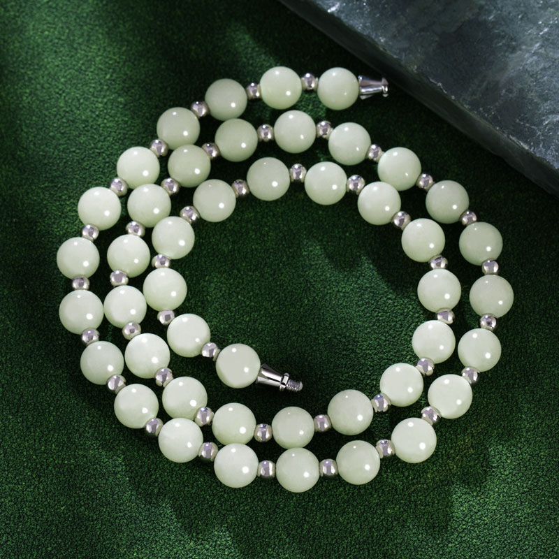 Solar Luminous Glowing Beads Necklace Silver With Street Luxury Shine - Image 4