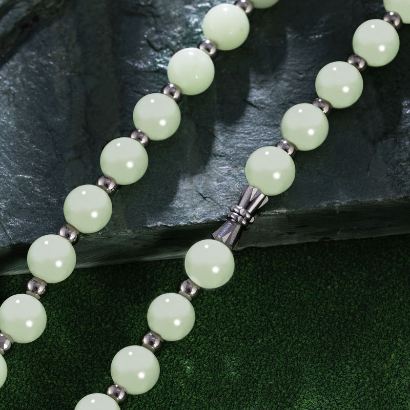 Solar Luminous Glowing Beads Necklace Silver With Street Luxury Shine - Image 5