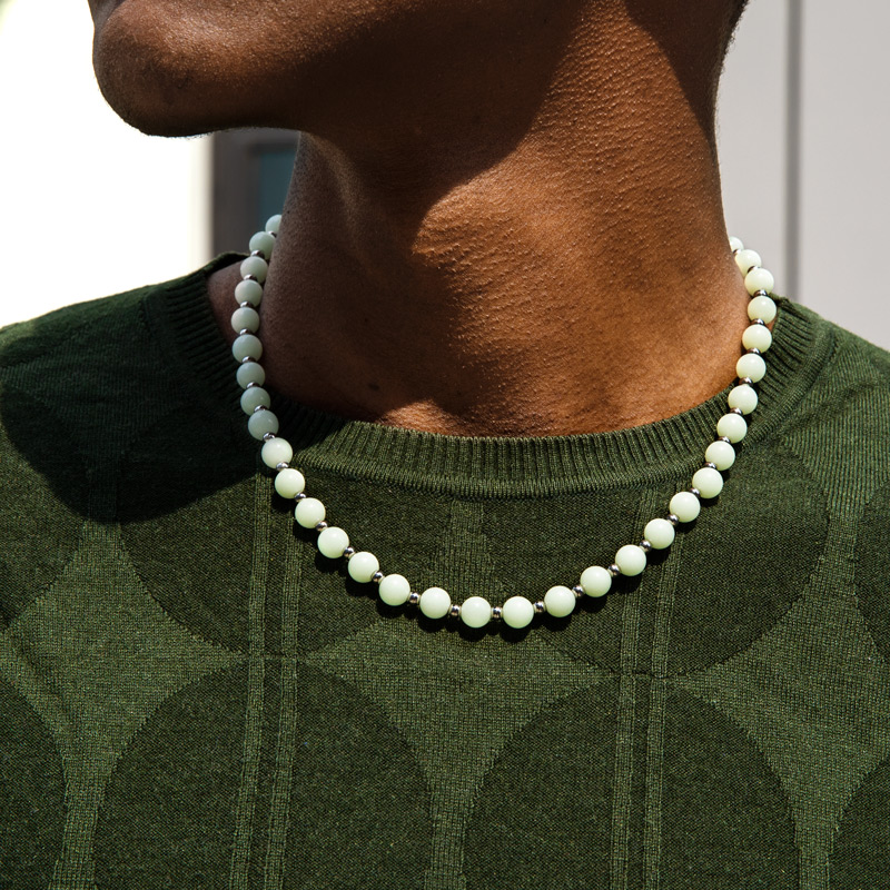 Solar Luminous Glowing Beads Necklace Silver With Street Luxury Shine