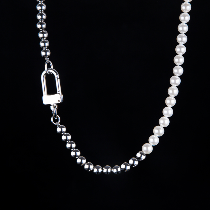 7mm Half Beads And Pearl Chain Bold Statement Style With Street Luxury - Image 3