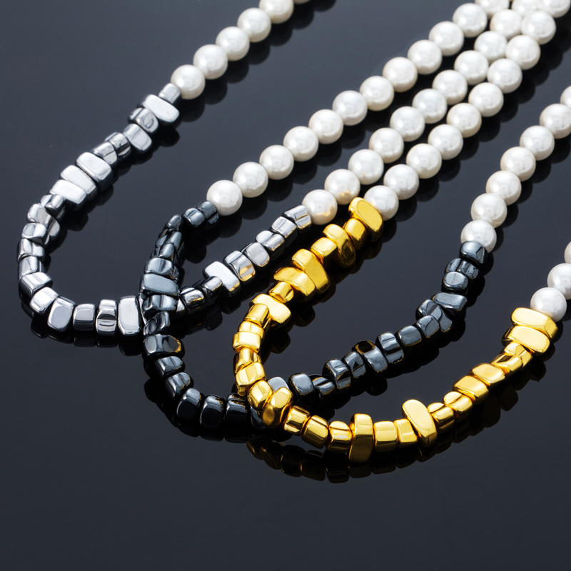 Black Gallstone Pearl Necklace Bold Statement Style With Street Luxury