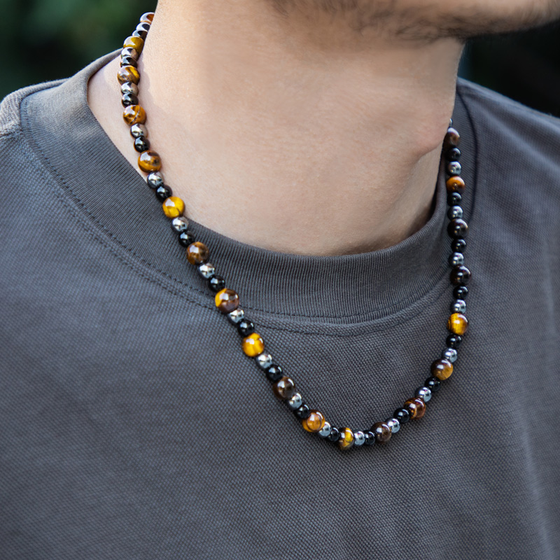 Yellow Tiger Eye Stone Chain Bold Statement Style With Street Luxury - Image 4