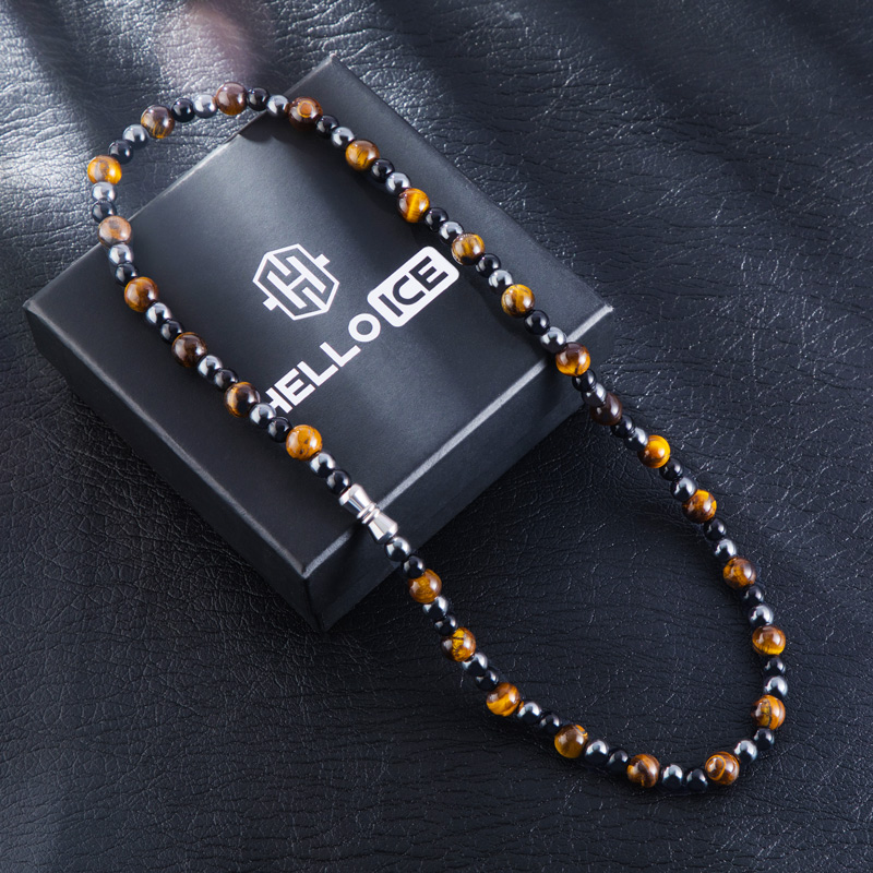 Yellow Tiger Eye Stone Chain Bold Statement Style With Street Luxury