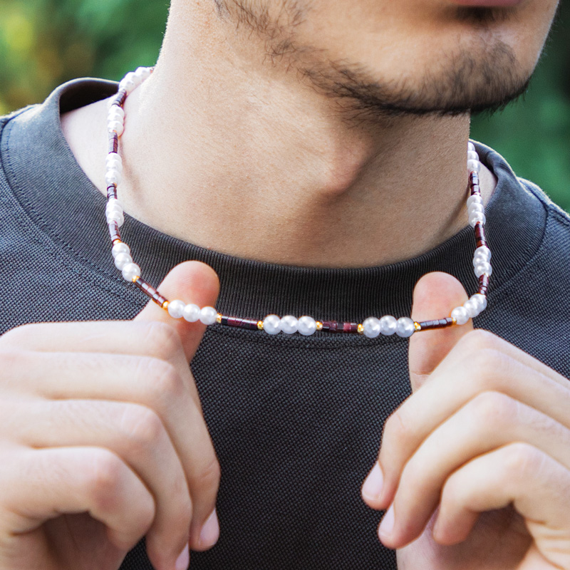 Tiger Eye Stone Pearl Adjustable Chain Made For Bold Statement Looks - Image 6