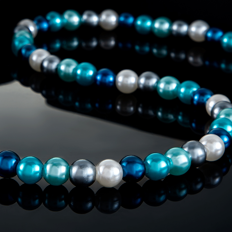 7mm Blue & White Alternate Pearl Necklace Silver With Street Luxury Shine - Image 4