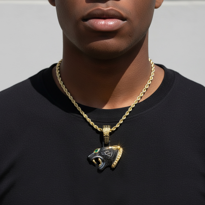 Iced Out Black Panther Head Pendant In Black Gold With Street Luxury Shine - Image 6
