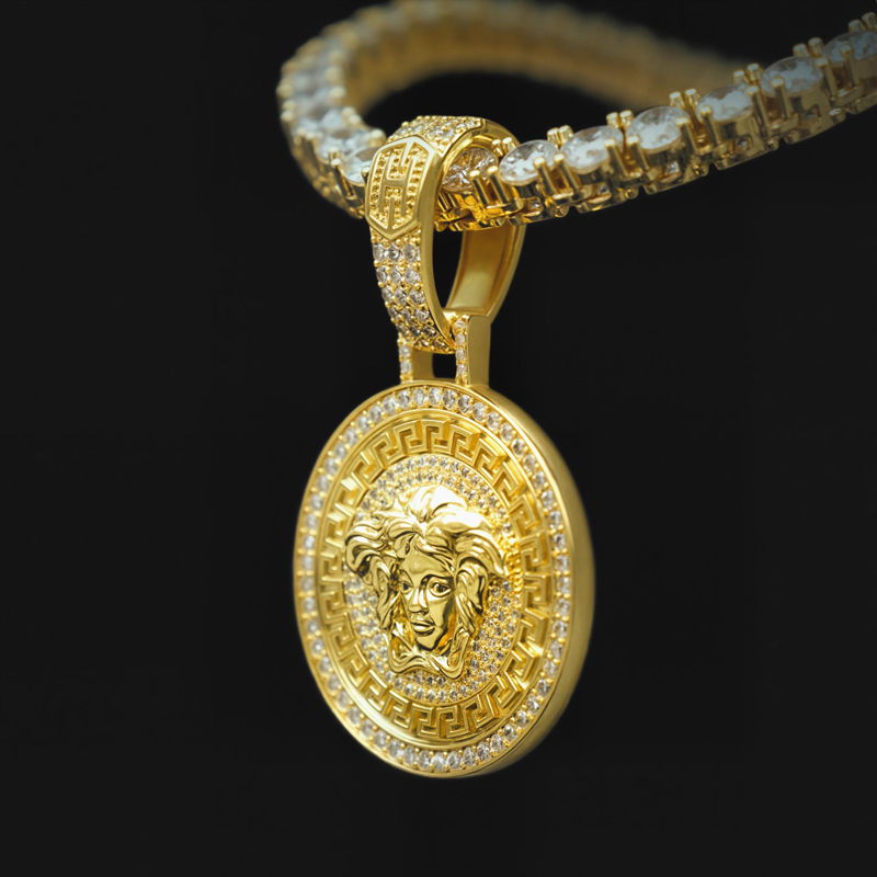 Iced Out Snake Hair Banshee Pendant In Gold Silver With Street Luxury Shine - Image 6