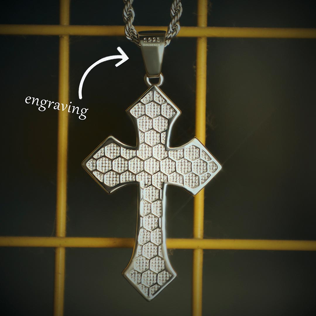 Iced Out Flag Cross Pendant In White Gold With Street Luxury Shine - Image 4