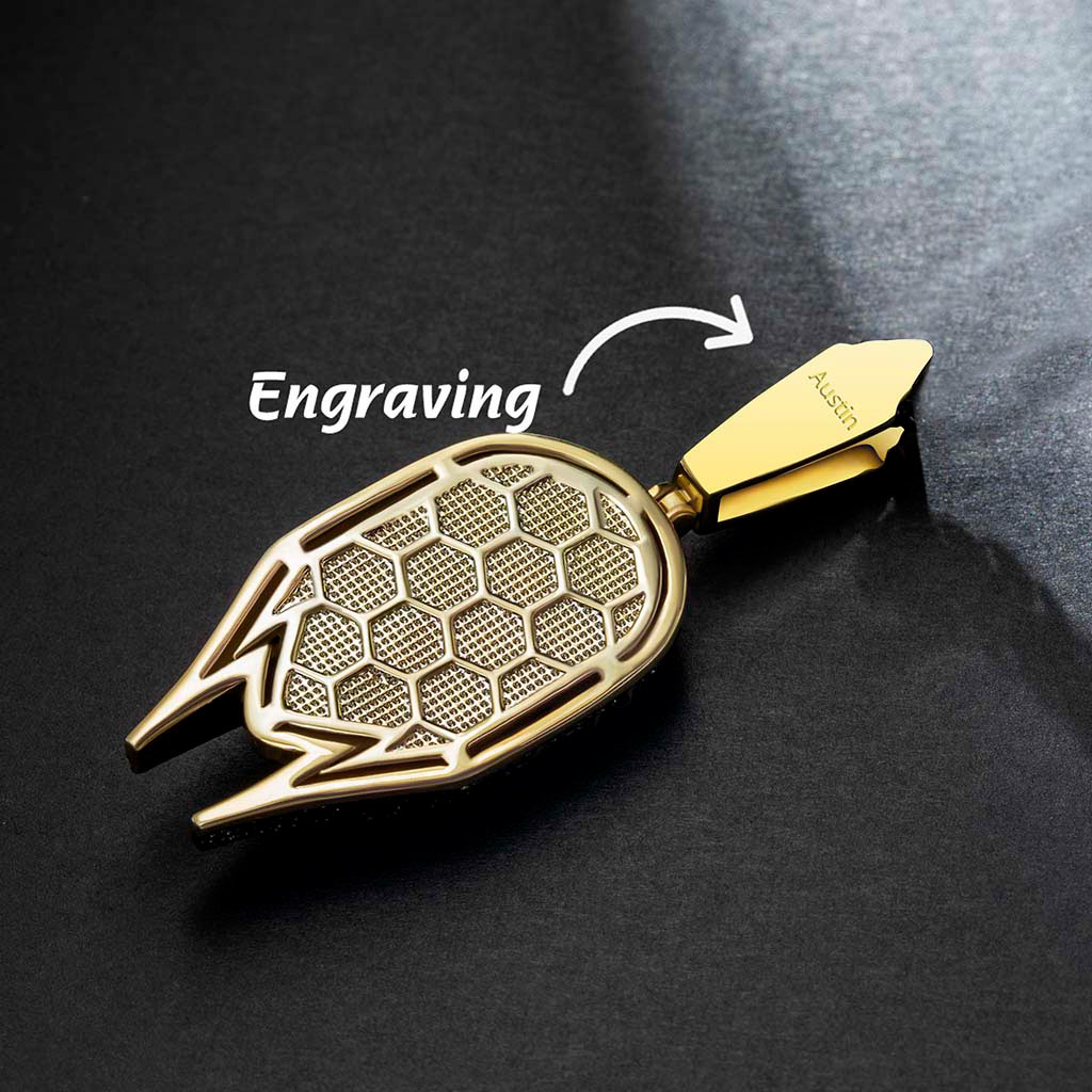 Iced Out Warrior Helmet Pendant In Gold With Street Luxury Shine - Image 5