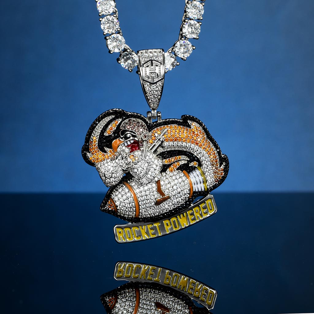 Iced Out Rocket Powered Pendant In White Gold With Street Luxury Shine - Image 3