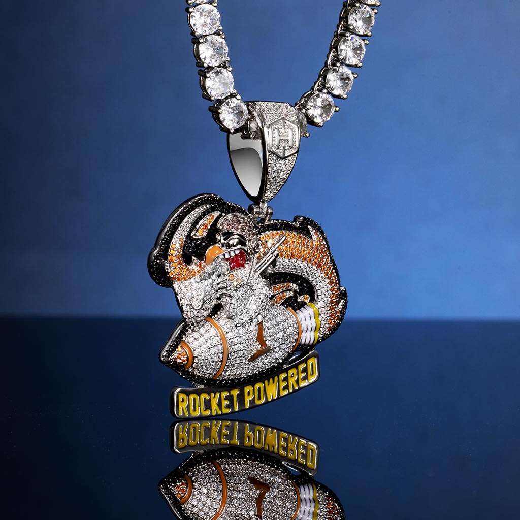 Iced Out Rocket Powered Pendant In White Gold With Street Luxury Shine - Image 4