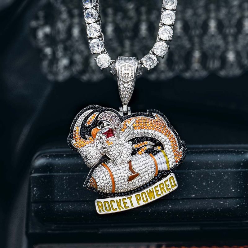 Iced Out Rocket Powered Pendant In White Gold With Street Luxury Shine