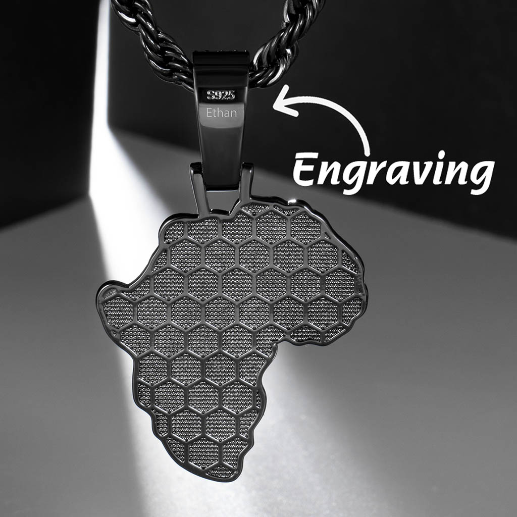 Iced Out African Black Panther Map In Black Gold With Street Luxury Shine - Image 3