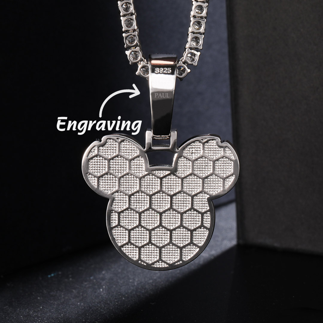 Iced Out Cartoon Mouse Pendant In White Gold With Street Luxury Shine - Image 5