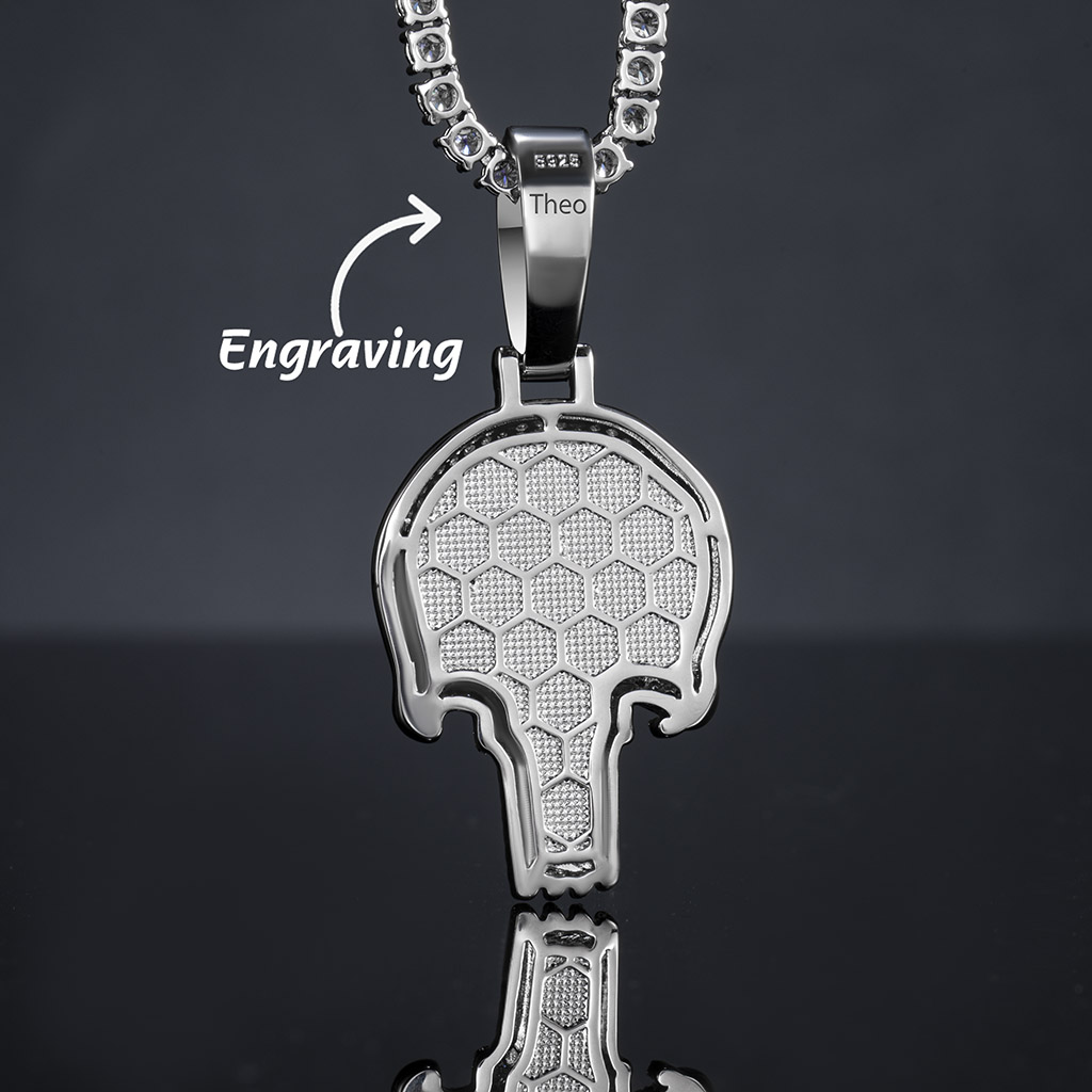 Iced Out Evil Skull Pendant In White Gold With Street Luxury Shine - Image 4
