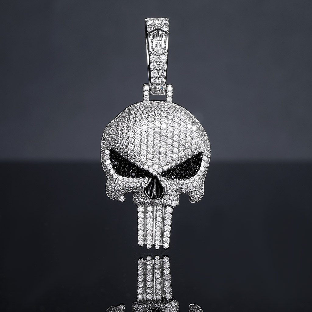 Iced Out Evil Skull Pendant In White Gold With Street Luxury Shine - Image 5