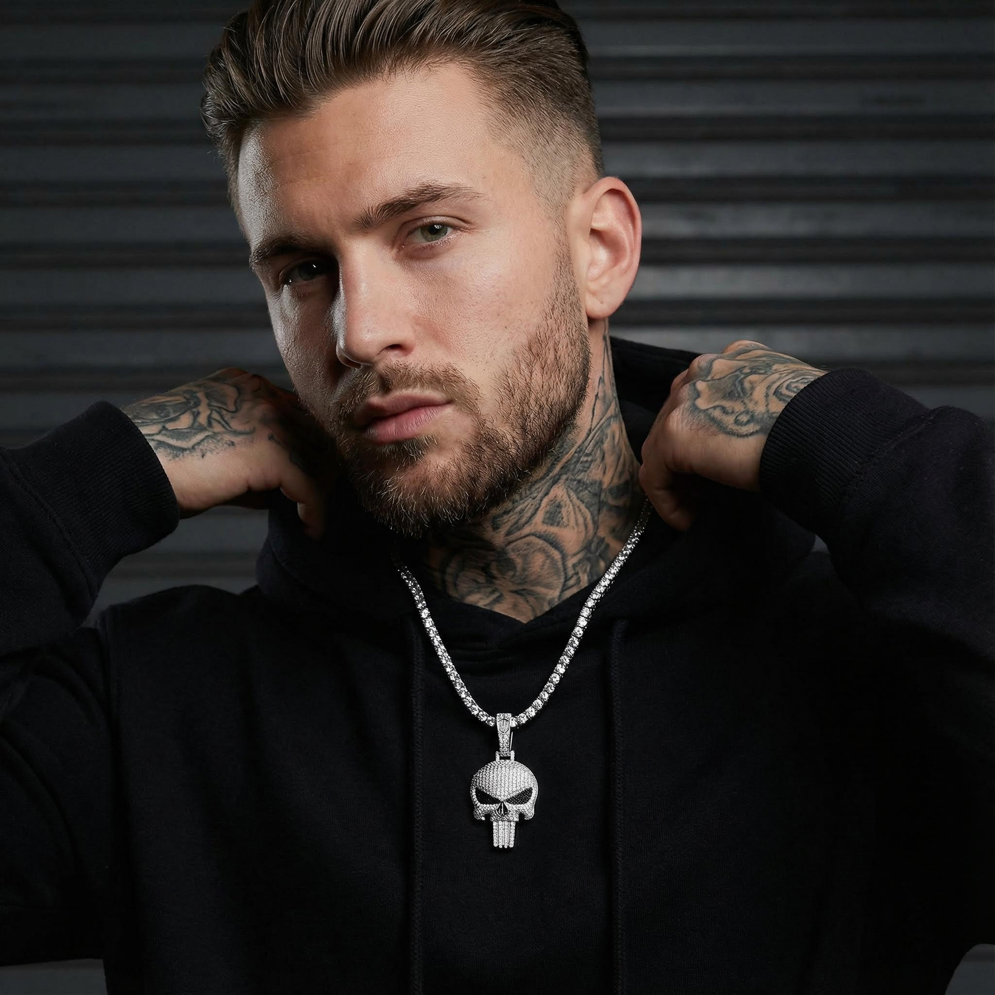 Iced Out Evil Skull Pendant In White Gold With Street Luxury Shine - Image 6