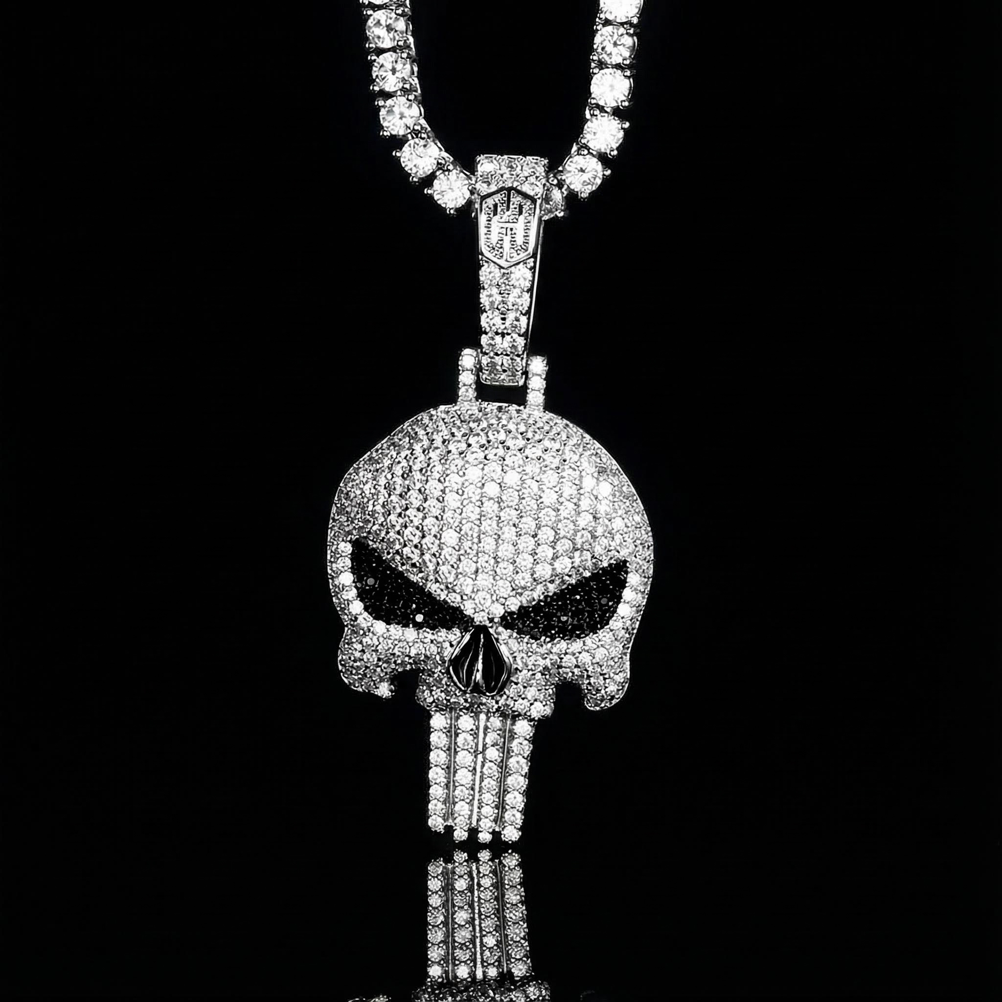 Iced Out Evil Skull Pendant In White Gold With Street Luxury Shine