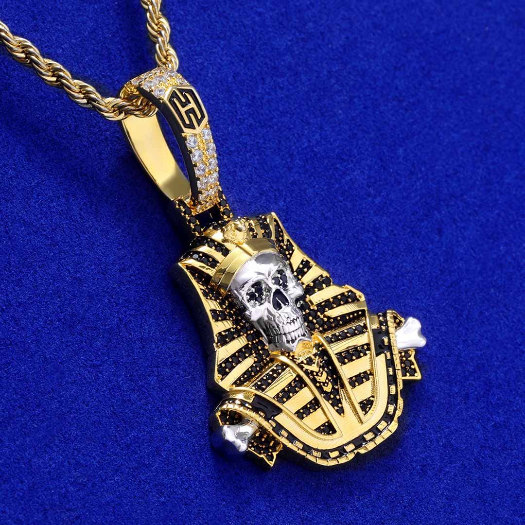 Iced Out Skeleton Pharaoh In Gold Pendant With Street Luxury Shine - Image 3