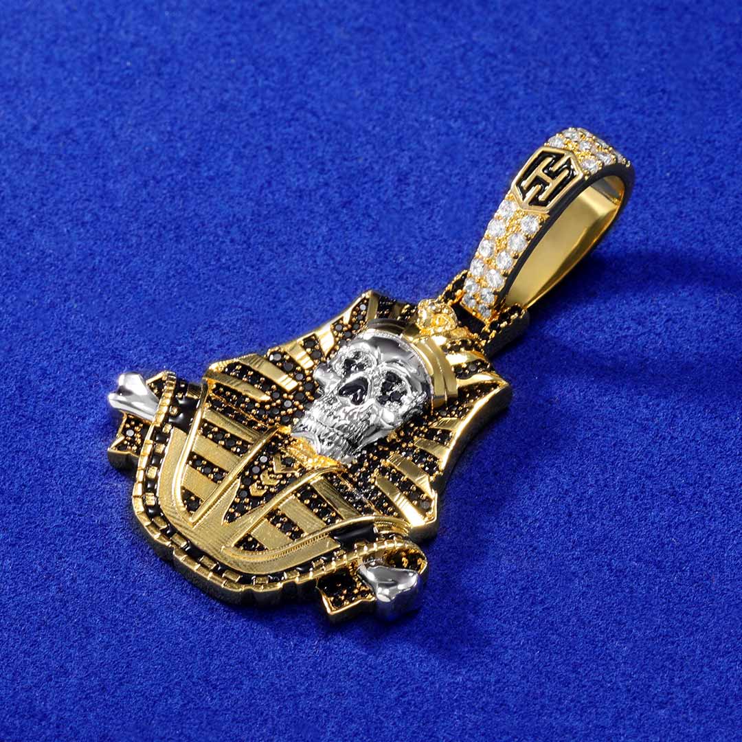 Iced Out Skeleton Pharaoh In Gold Pendant With Street Luxury Shine - Image 5