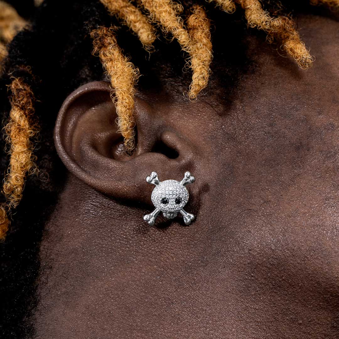 Iced Out Skull And Crossbones Earrings Gold With Street Luxury Shine