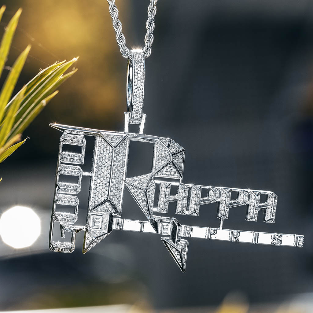 Iced Out Popular Records Pendant In White Gold With Street Luxury Shine - Image 3