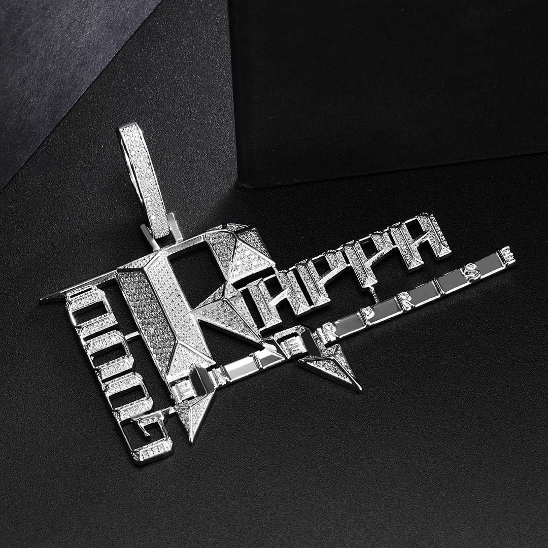 Iced Out Popular Records Pendant In White Gold With Street Luxury Shine - Image 4