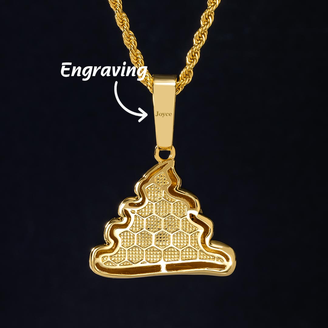 Poop Face Emoji Pendant In Gold Gold With Bold Statement Appeal - Image 3