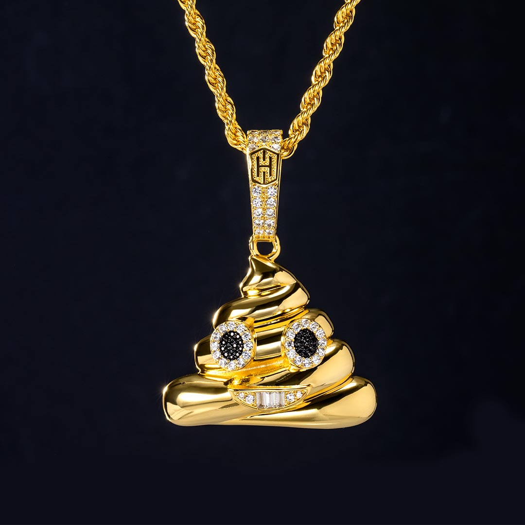 Poop Face Emoji Pendant In Gold Gold With Bold Statement Appeal - Image 4