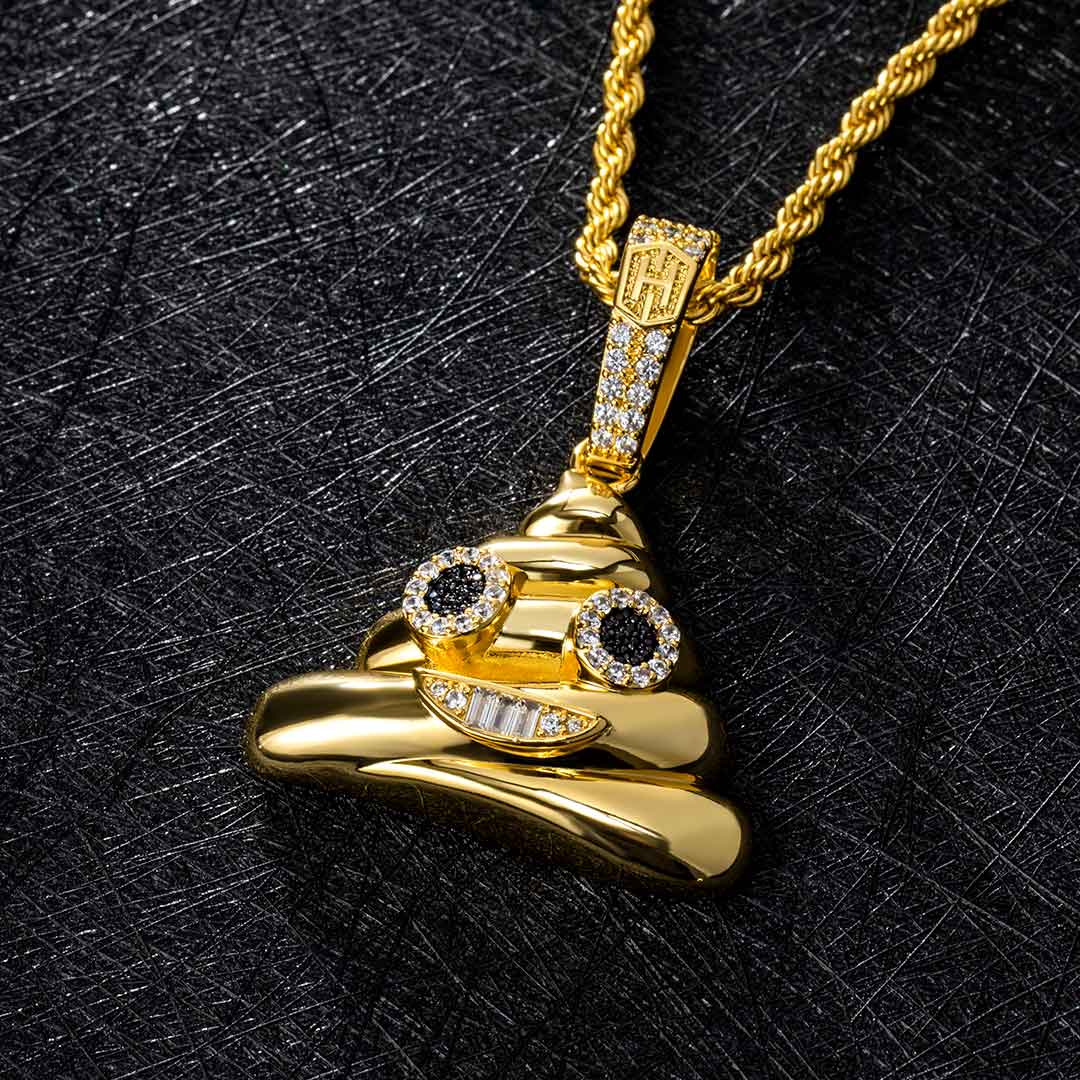 Poop Face Emoji Pendant In Gold Gold With Bold Statement Appeal - Image 5