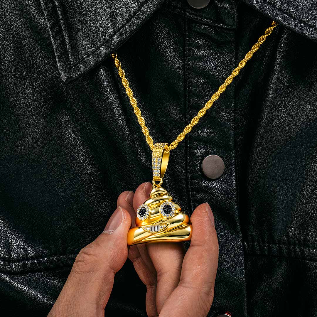 Poop Face Emoji Pendant In Gold Gold With Bold Statement Appeal - Image 6