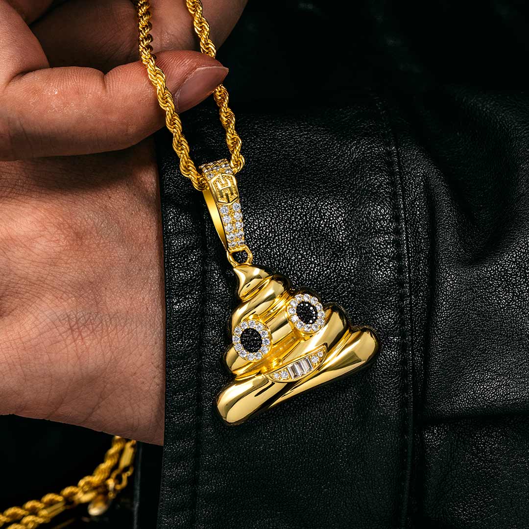 Poop Face Emoji Pendant In Gold Gold With Bold Statement Appeal