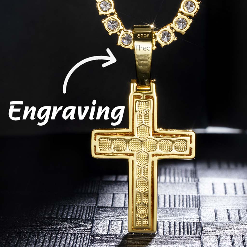 Iced Out Religious Cross Pendant In Gold With Street Luxury Shine - Image 3