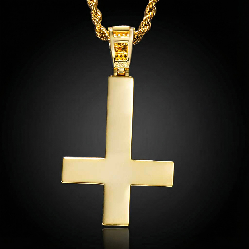 Upside Down Cross Pendant In Gold Moissanite With Street Luxury Shine - Image 6