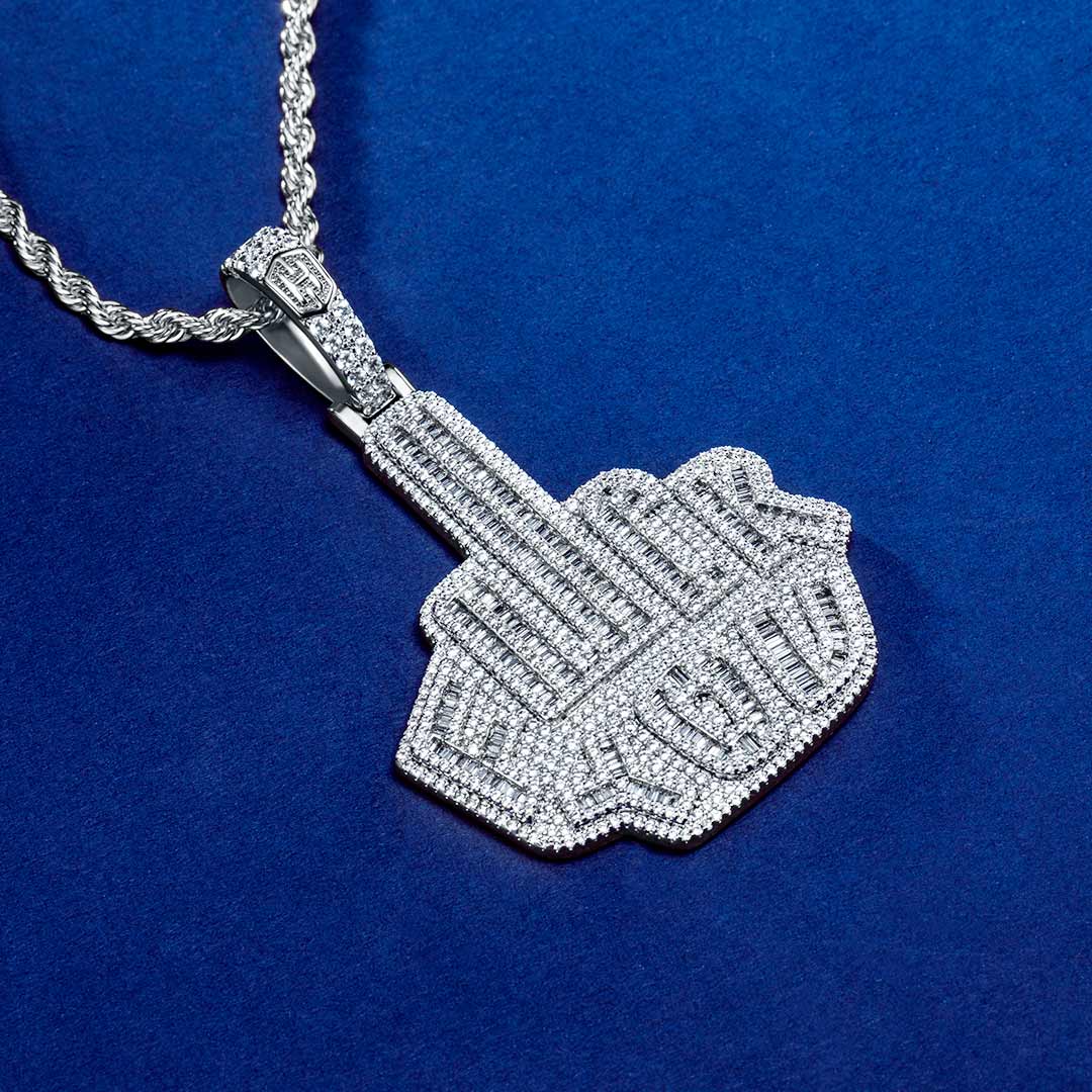 Iced Out f**k You Pendant In White Gold With Street Luxury Shine - Image 5