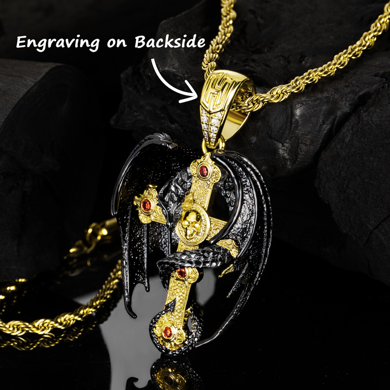 Flying Dragon & Skull Cross Pendant Bold Statement Style With Street Luxury - Image 4