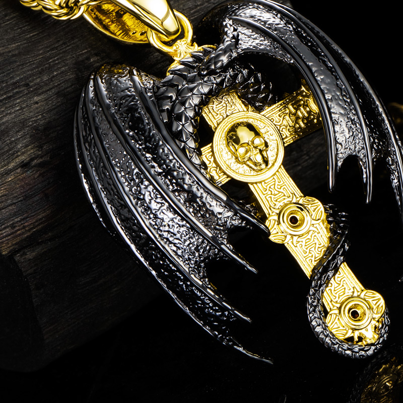 Flying Dragon & Skull Cross Pendant Bold Statement Style With Street Luxury - Image 5